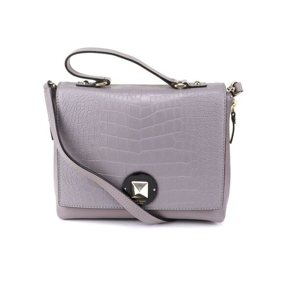 NWT Kate Spade Varick Street ABBIE Croc Satchel Gray - Picture 4 of 11